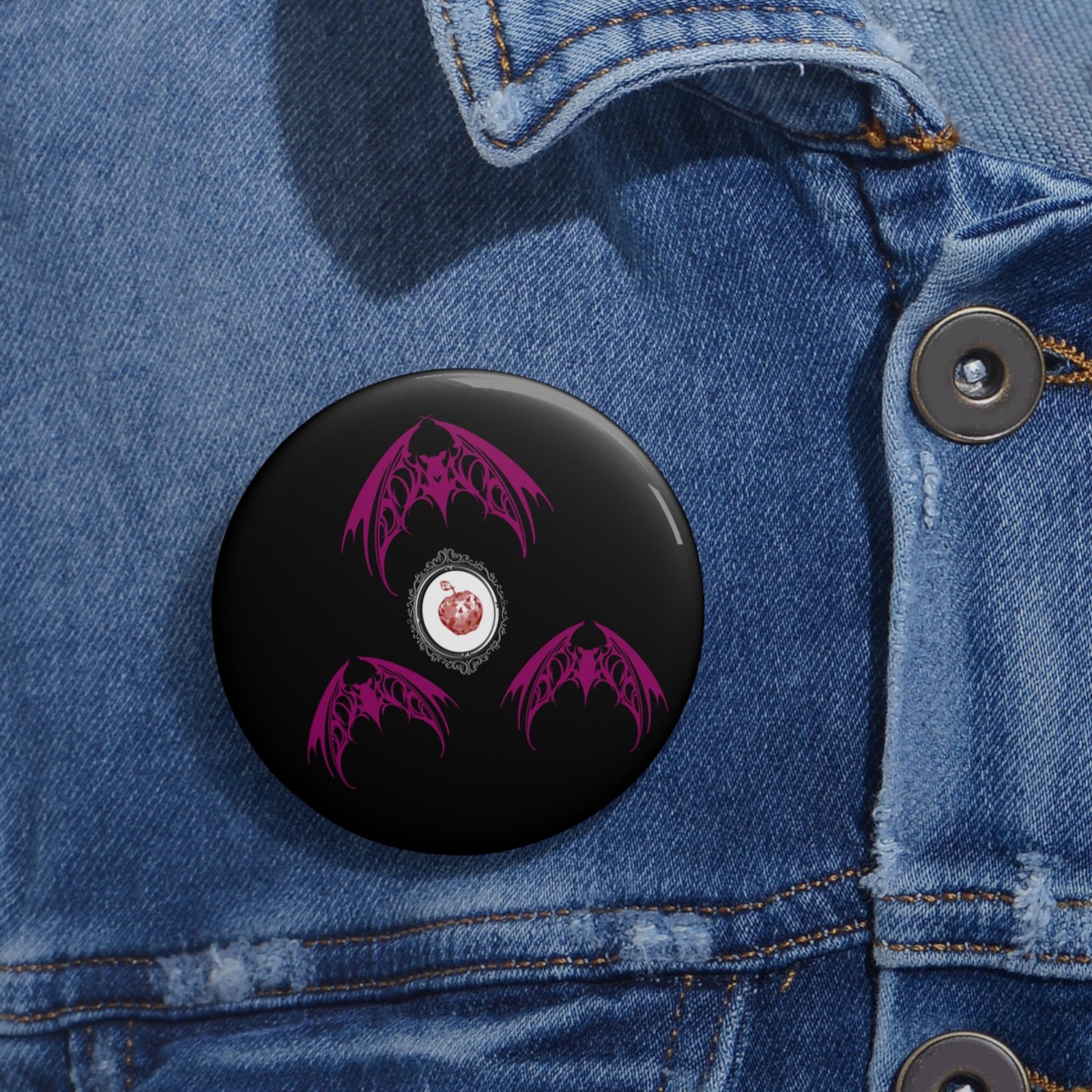 Fruit Bat Button Pin | Alt Emo Creature Bats! Fanart Accessory