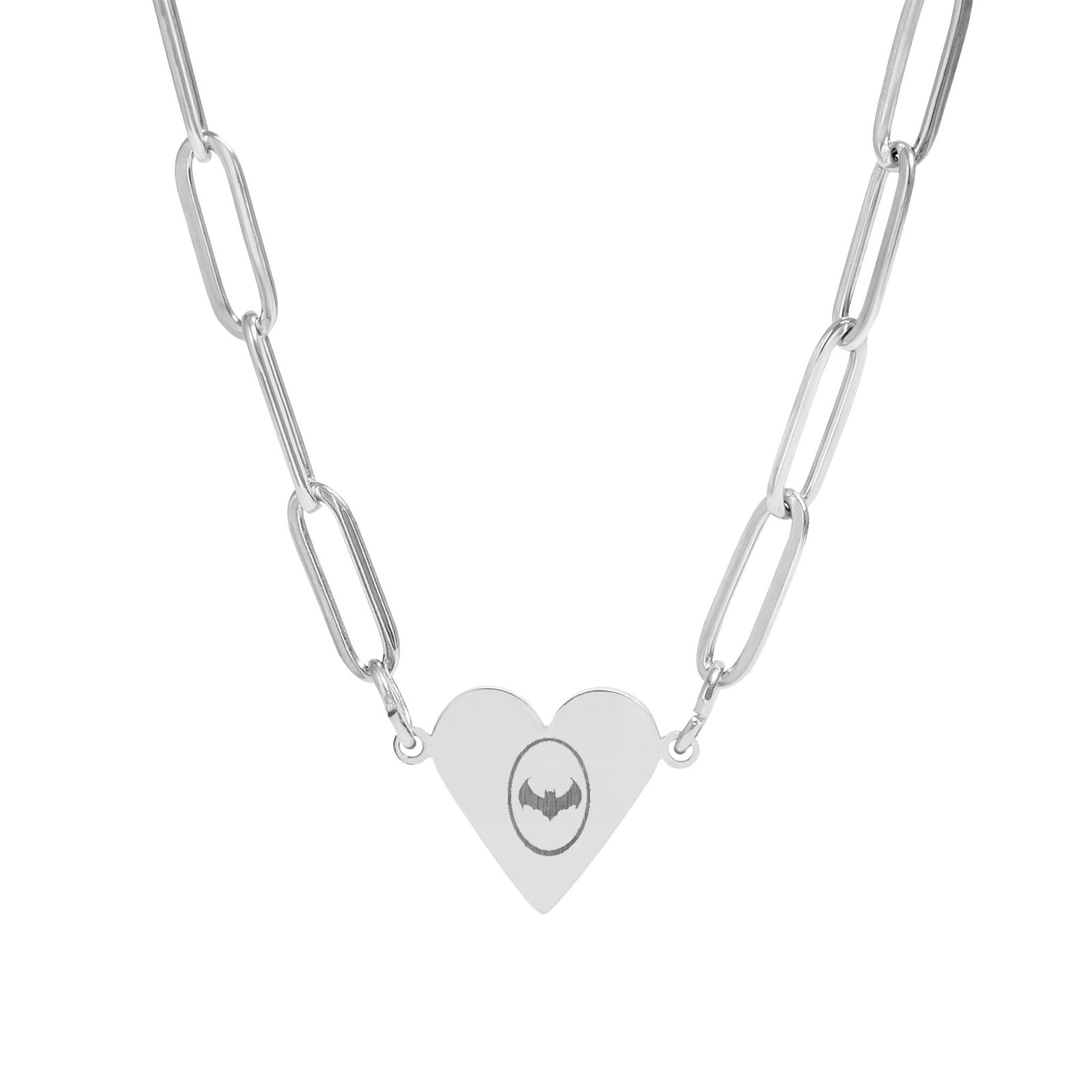 Bat Paperclip Heart Necklace | Gothic Alt Creature Jewelry