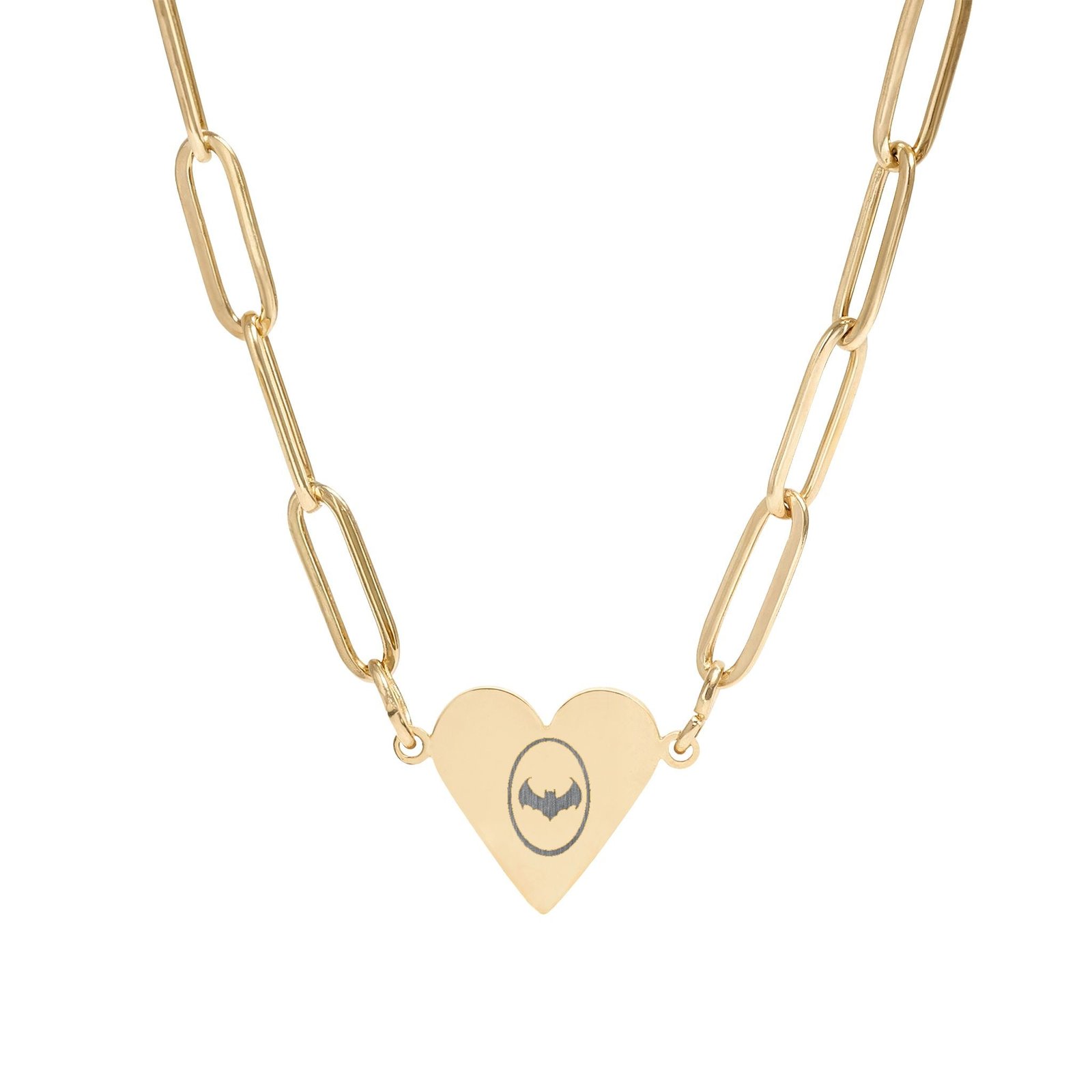 Bat Paperclip Heart Necklace | Gothic Alt Creature Jewelry